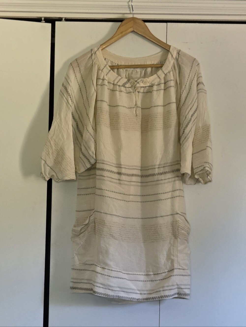 Lover Silk Cream Striped Tunic Top